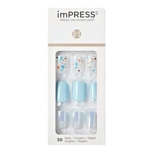 imPRESS Blue Confetti Short Square Press On Nails, NIB